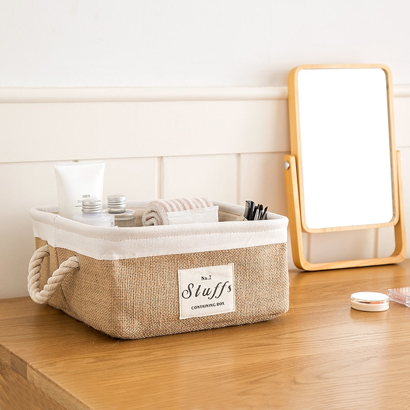 RosaLinen Französische Jute-Aufbewahrungskörbe | Elegante Lagerlösungen | Perfekt für Zuhause und Büro