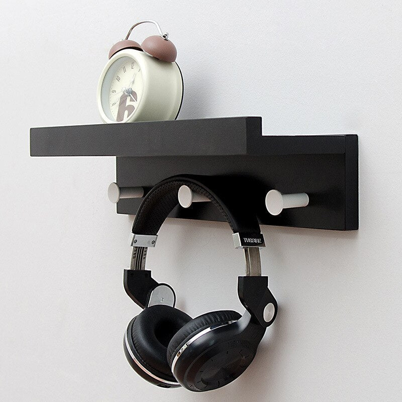 ShelfMaven Wandregal mit Haken | Platzsparende Aufbewahrung | Funktional & Dekorativ | Ideal für Küche & Bad