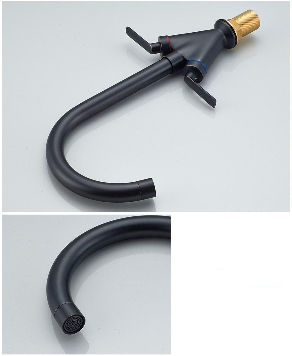 TwistFlow Zwei-Griff-Küchenarmatur | 360° Drehbarer Wasserhahn | Modernes Design & Funktionalität