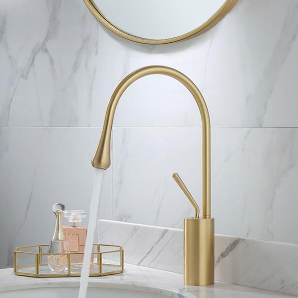 GoldenCrest Luxe - Messing Kran Wasserhahn | Luxuriöse Badarmatur | Zeitloses Design | Perfekte Ergänzung für Ihr Badezimmer