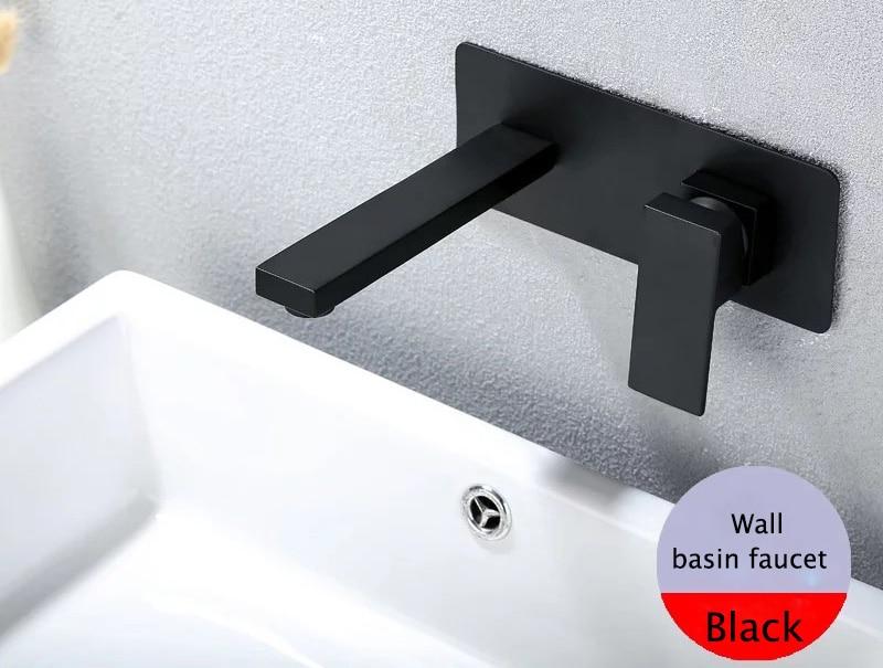 Velora Matte Schwarz Wandarmatur | Luxuriöses Design | Badezimmer-Wasserhahn