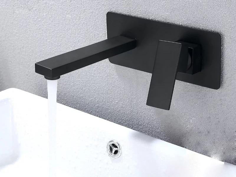 Velora Matte Schwarz Wandarmatur | Luxuriöses Design | Badezimmer-Wasserhahn