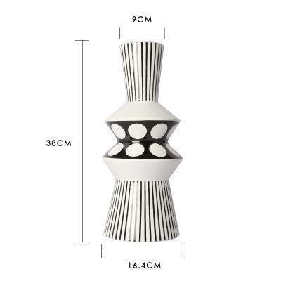 GeoStyle Monochrom Keramik Blumenvase | Geometrisches Design | Dekoration für Zuhause