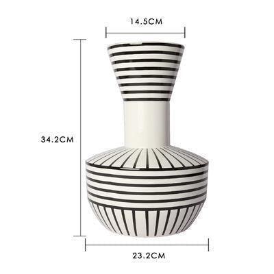 GeoStyle Monochrom Keramik Blumenvase | Geometrisches Design | Dekoration für Zuhause