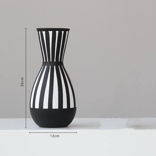 GeoStyle Monochrom Keramik Blumenvase | Geometrisches Design | Dekoration für Zuhause