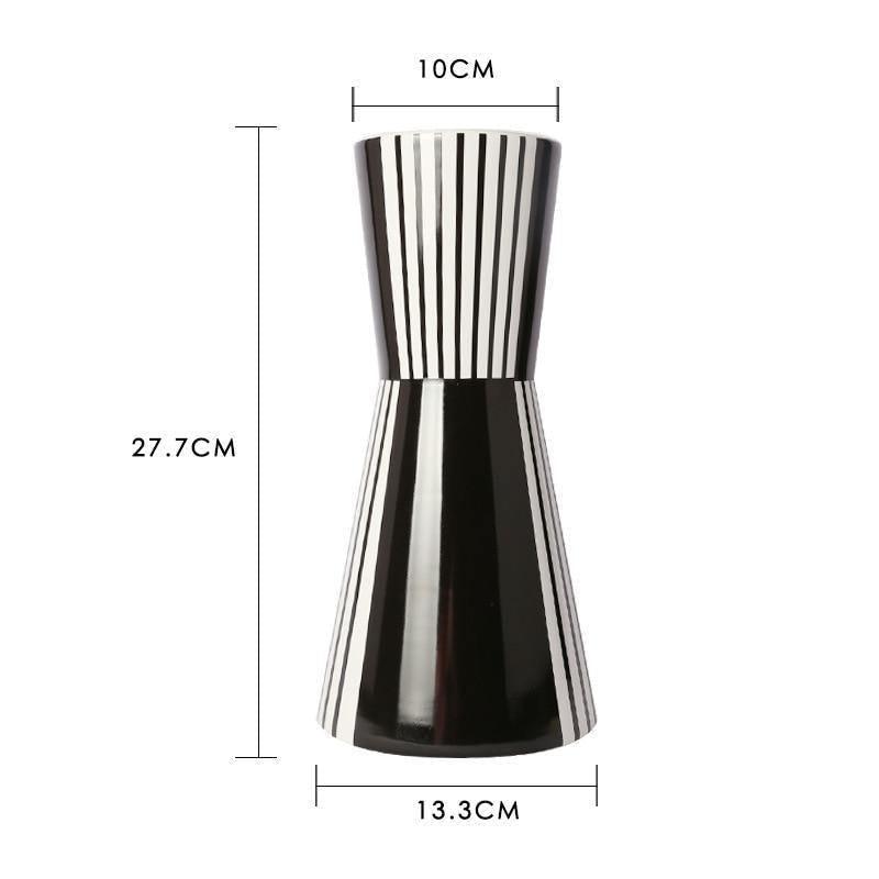 GeoStyle Monochrom Keramik Blumenvase | Geometrisches Design | Dekoration für Zuhause