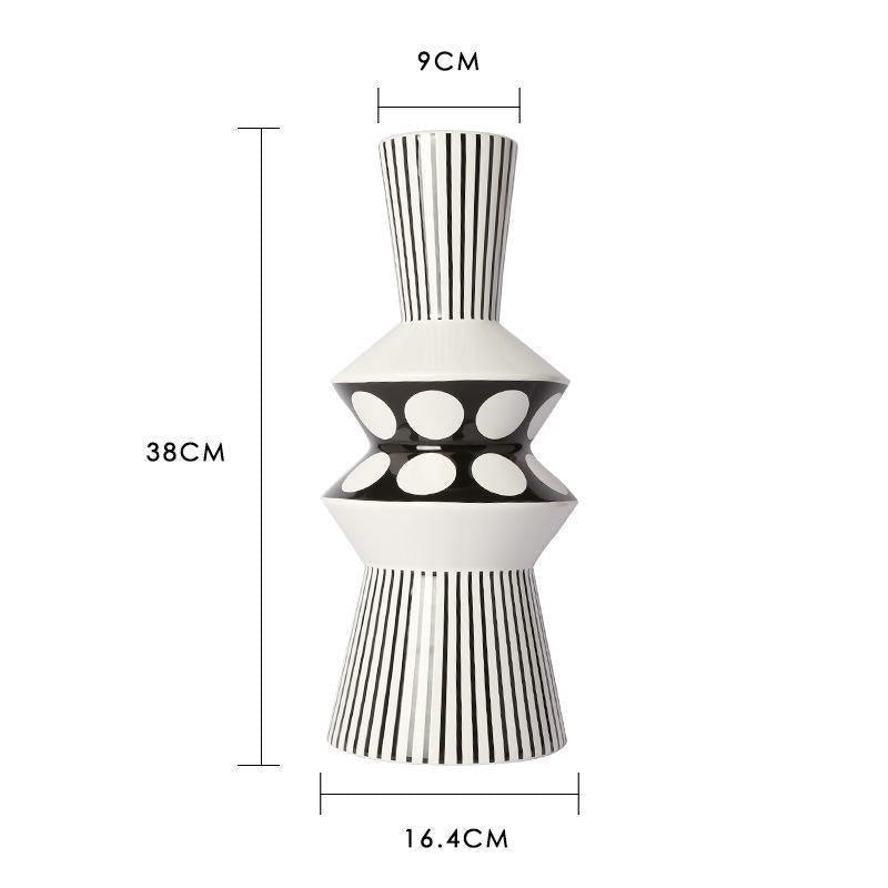 GeoStyle Monochrom Keramik Blumenvase | Geometrisches Design | Dekoration für Zuhause