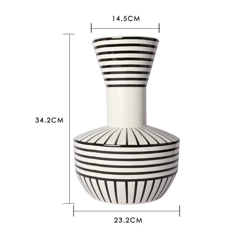 GeoStyle Monochrom Keramik Blumenvase | Geometrisches Design | Dekoration für Zuhause