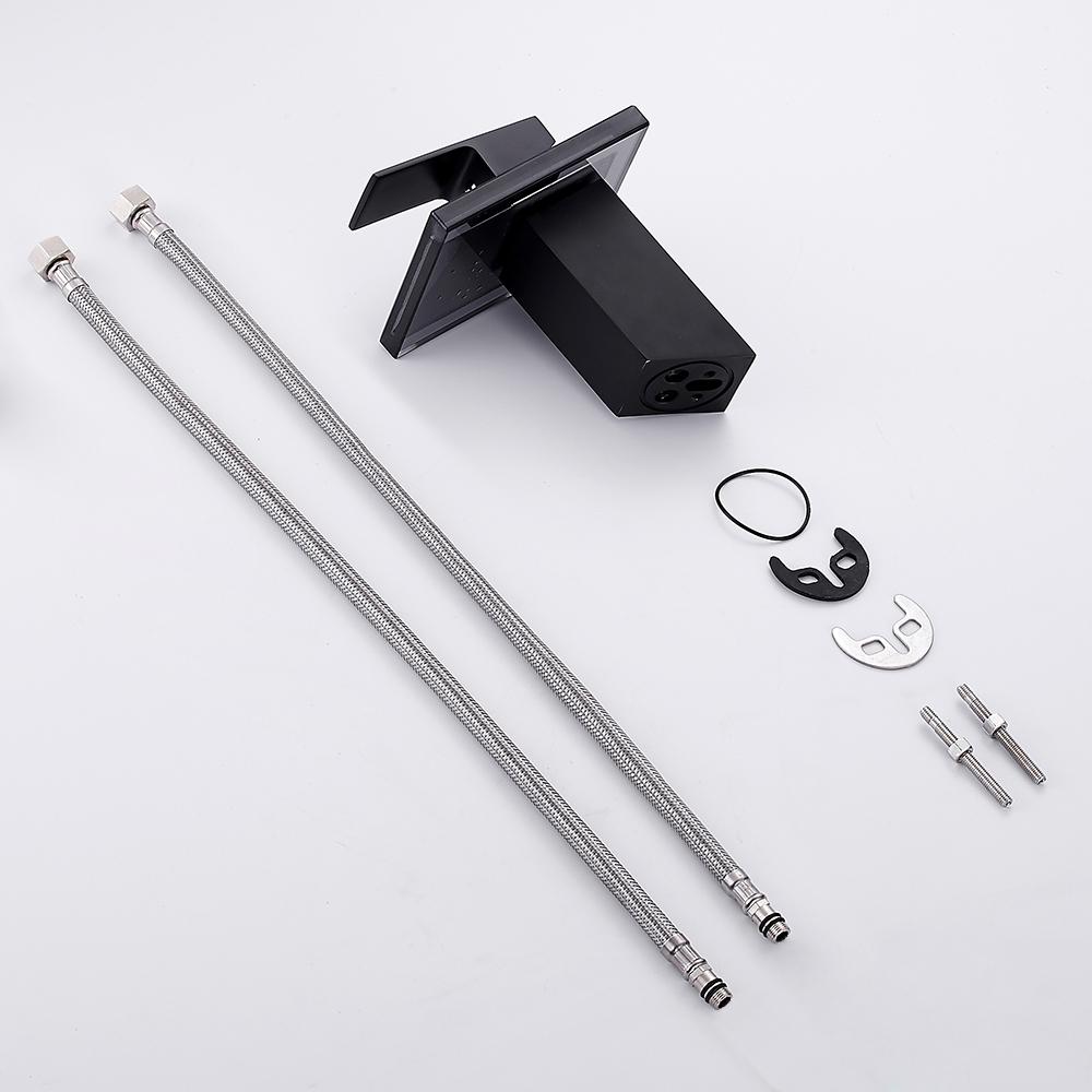 GlasNixia - Badezimmer Glasarmatur mit Mischbatterie | Modernes Design | Wasserfall-Auslauf | Langlebige Waschtischarmatur