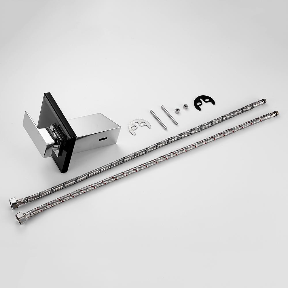 GlasNixia - Badezimmer Glasarmatur mit Mischbatterie | Modernes Design | Wasserfall-Auslauf | Langlebige Waschtischarmatur