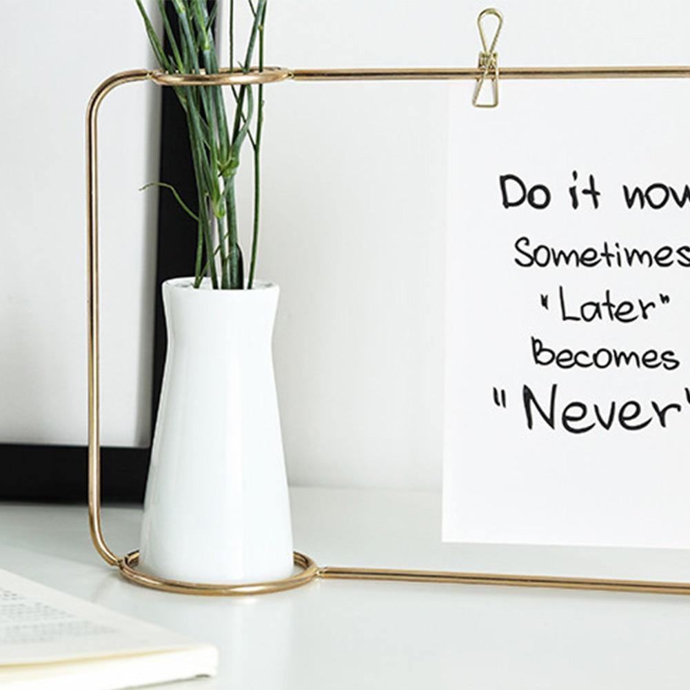 FrameVase - Metall Bilderrahmen mit Keramikvase und Clips | Dekorative Fotoanzeige | Moderne Wohndeko