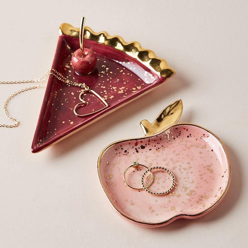 PieDish Keramikplatte im Kirsch- & Apfeldesign | Handgefertigt | Perfekt für Servieren & Dekoration | Hochwertige Verarbeitung