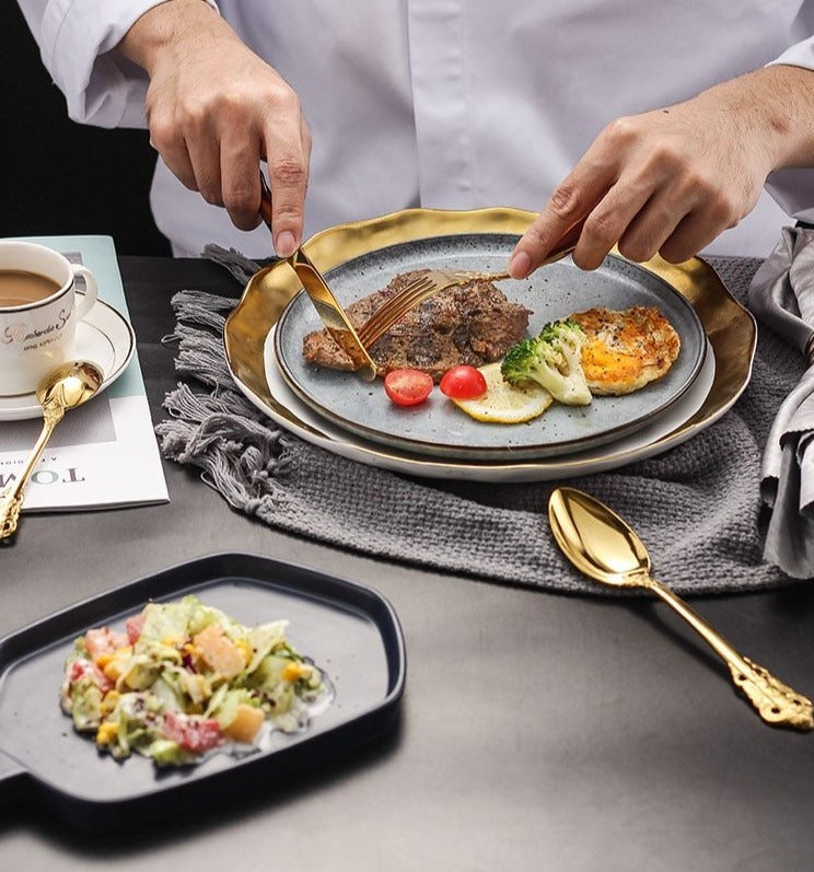 EternaVintage Besteckset - Royal Design | Hochwertiges Vintage-Besteck | Gold & Silber | Perfekt für Dinner & Feste