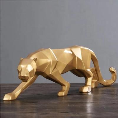 PantheraGeo Geometrische Skulptur | Moderne Panther-Figur | Elegante Dekoration für Zuhause & Büro