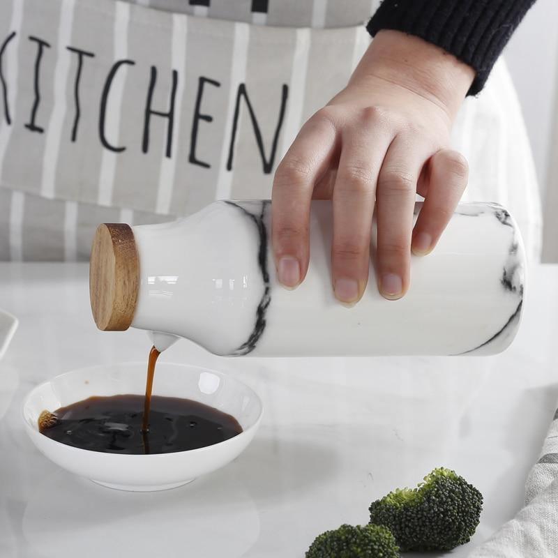 CeramiServe Keramik Salz- und Pfefferstreuer Set | Öl- und Essigspender | Küchenzubehör mit Stil