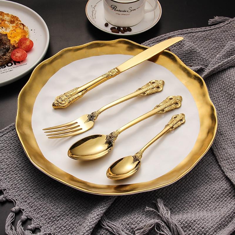 EternaVintage Besteckset - Royal Design | Hochwertiges Vintage-Besteck | Gold & Silber | Perfekt für Dinner & Feste