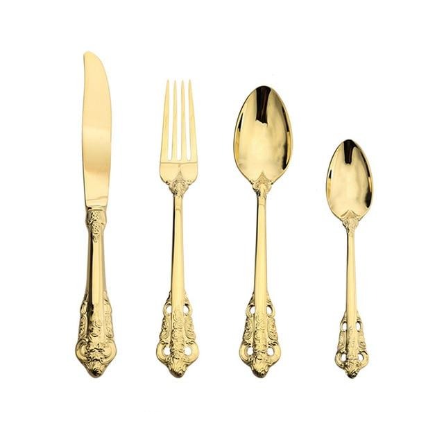 EternaVintage Besteckset - Royal Design | Hochwertiges Vintage-Besteck | Gold & Silber | Perfekt für Dinner & Feste