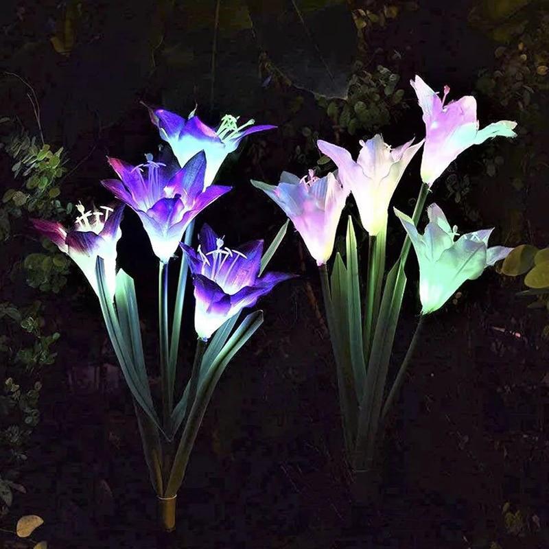 LilaGlowen - LED Lilien Gartenlichter | Solarbetrieben | Wetterfest | Stimmungsvolle Außenbeleuchtung