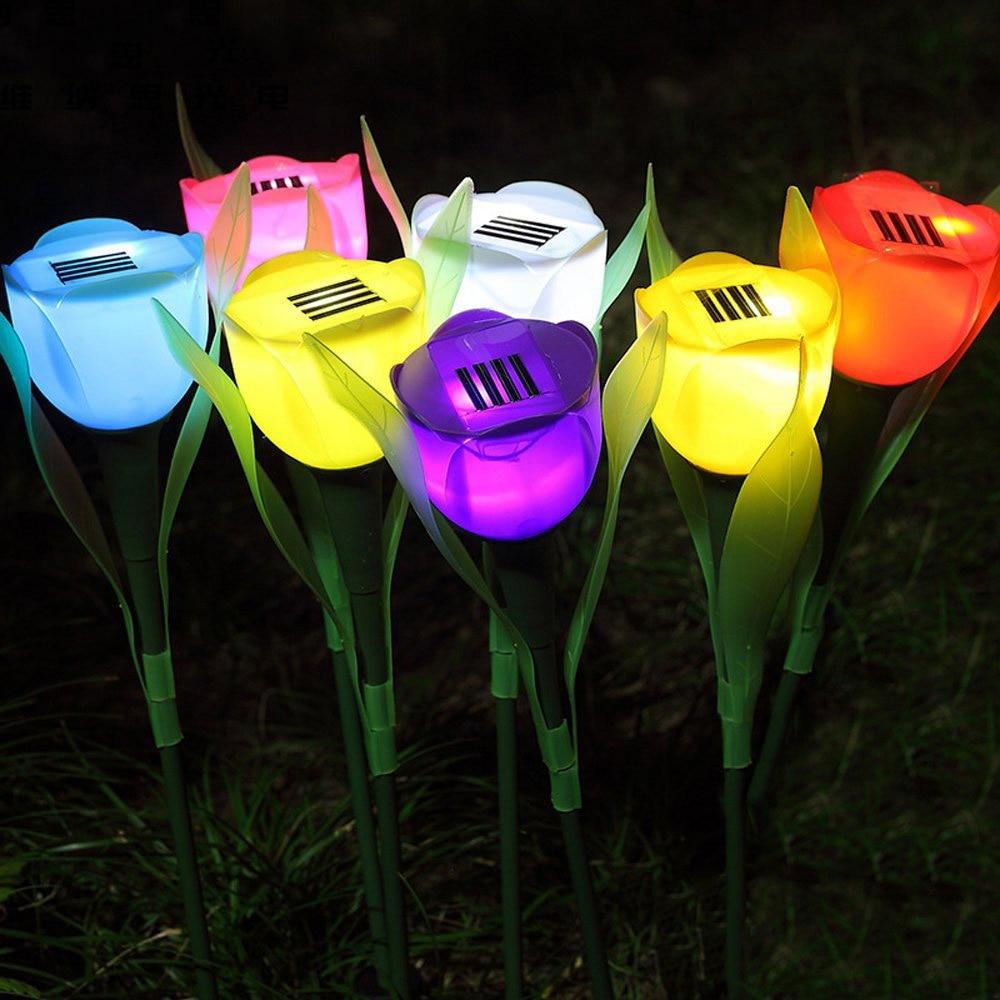 Tulumi Solar Gartenleuchte | Tulpen-Design | Farbige LED-Lichter | Wetterfeste Dekoration für Außenbereiche