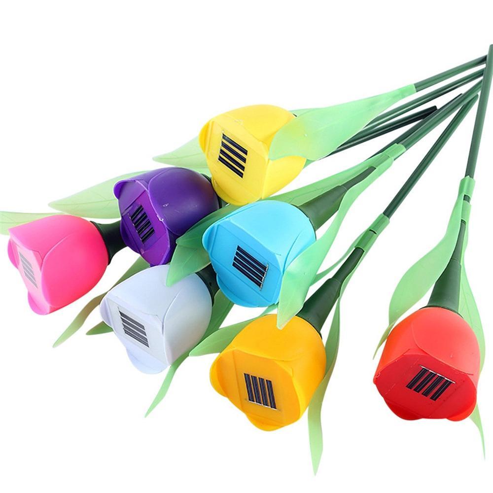 Tulumi Solar Gartenleuchte | Tulpen-Design | Farbige LED-Lichter | Wetterfeste Dekoration für Außenbereiche