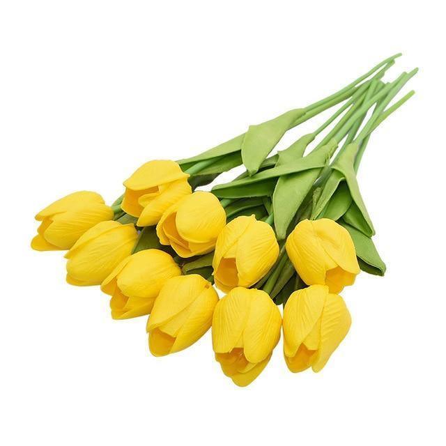TulipaBloom Künstliche Tulpen aus Seide | 10er-Set | Realistische Blumen für Zuhause & Hochzeiten