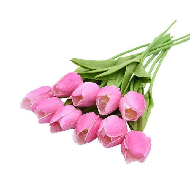 TulipaBloom Künstliche Tulpen aus Seide | 10er-Set | Realistische Blumen für Zuhause & Hochzeiten
