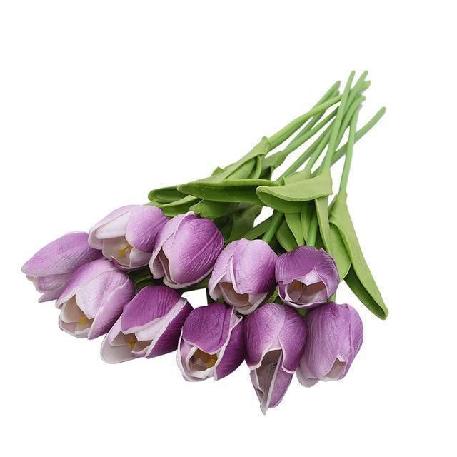 TulipaBloom Künstliche Tulpen aus Seide | 10er-Set | Realistische Blumen für Zuhause & Hochzeiten