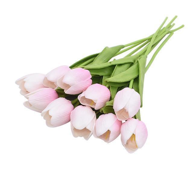 TulipaBloom Künstliche Tulpen aus Seide | 10er-Set | Realistische Blumen für Zuhause & Hochzeiten