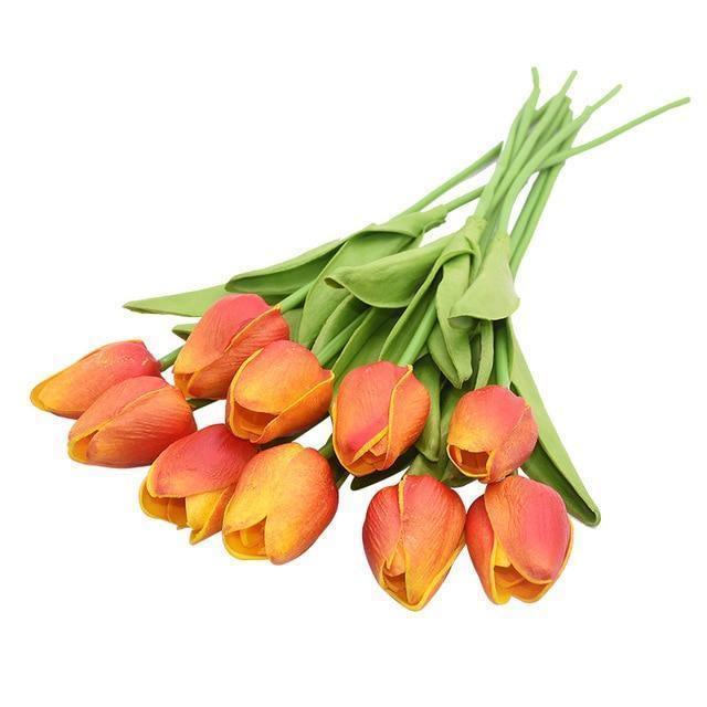 TulipaBloom Künstliche Tulpen aus Seide | 10er-Set | Realistische Blumen für Zuhause & Hochzeiten