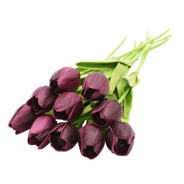 TulipaBloom Künstliche Tulpen aus Seide | 10er-Set | Realistische Blumen für Zuhause & Hochzeiten