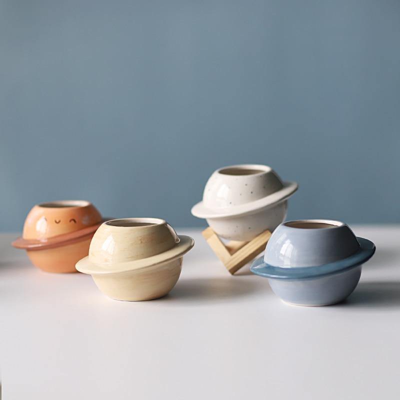 OrbitaPlanter Keramik-Übertopf im Planeten-Design | Kreative Dekoration | Für Pflanzen & Wohnakzente