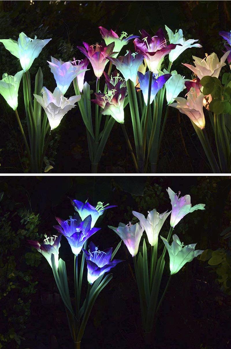 LilaGlowen - LED Lilien Gartenlichter | Solarbetrieben | Wetterfest | Stimmungsvolle Außenbeleuchtung
