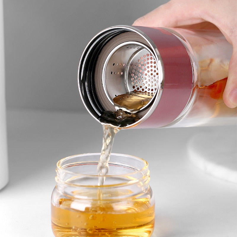 TeaBloom Doppelglas-Tee-Infuser-Flasche | 2-in-1 Design | Isoliert | Nachhaltig | Für Unterwegs