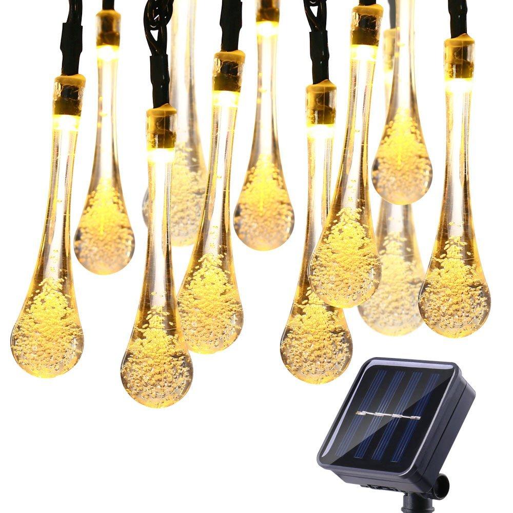 LumiDew Solar Tropfen Lichterkette | Solarbetriebene LED-Lichterkette für Garten & Terrasse | Warmweiß, Weiß & Multicolor