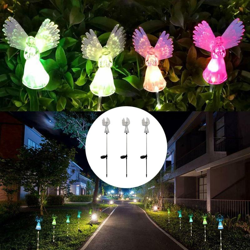 SeraphiGlow LED Engel Gartenleuchten | Solarbetrieben | Stimmungsvolle Außenbeleuchtung | Dekor für Garten & Terrasse
