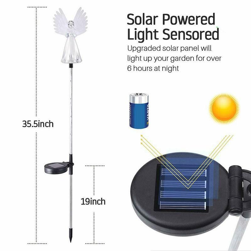 SeraphiGlow LED Engel Gartenleuchten | Solarbetrieben | Stimmungsvolle Außenbeleuchtung | Dekor für Garten & Terrasse