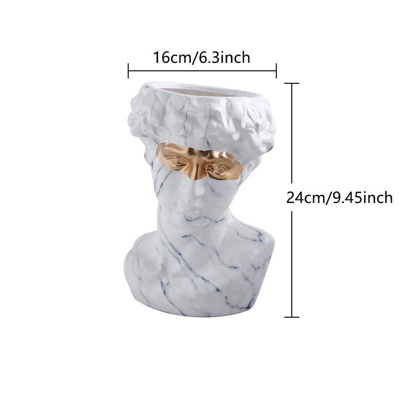 ArtéPlanter Keramik David Kopf Pflanztopf | Klassische Skulptur | Dekorative Vase | Stilvolle Wohnakzente