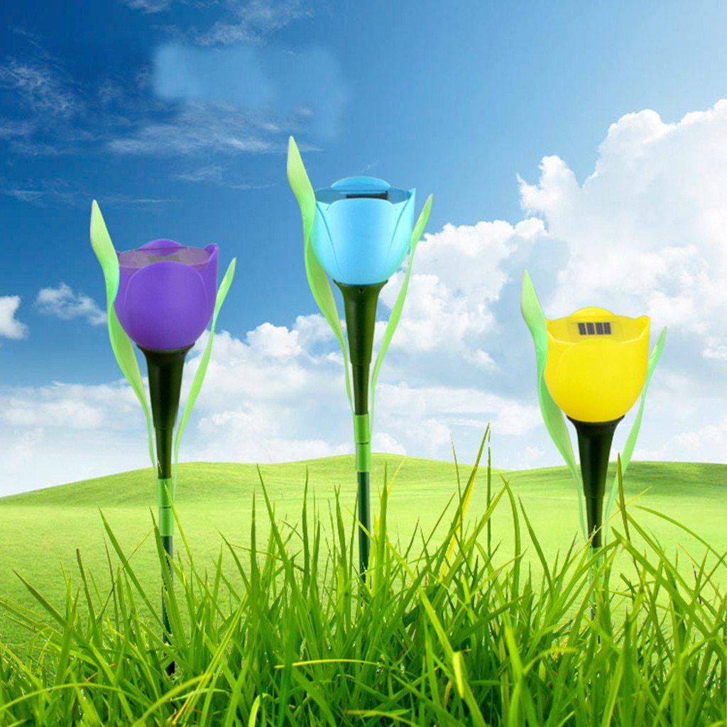 Tulumi Solar Gartenleuchte | Tulpen-Design | Farbige LED-Lichter | Wetterfeste Dekoration für Außenbereiche