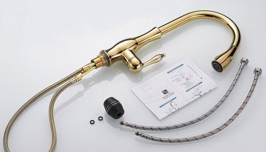 AquaFlex Versenkbare Küchenarmatur | Hochdruck-Mischbatterie | Flexibler Ausziehbarer Auslauf | Modernes Design | Edelstahl