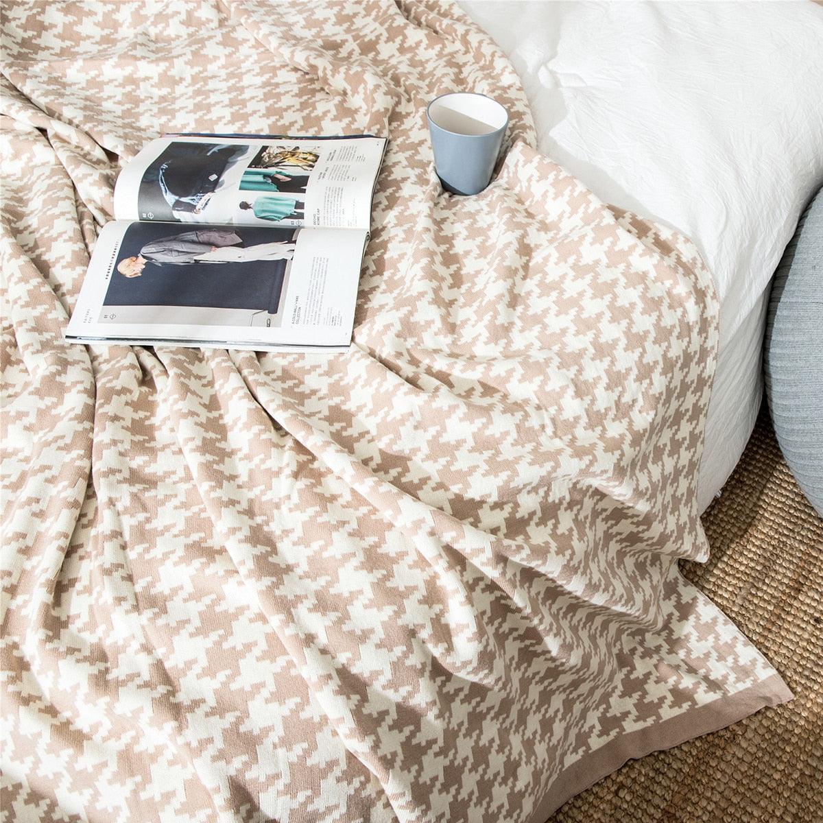 PlaidLuxe Houndstooth Kuscheldecke | Kariertes Design | Weich & Gemütlich | Verschiedene Größen