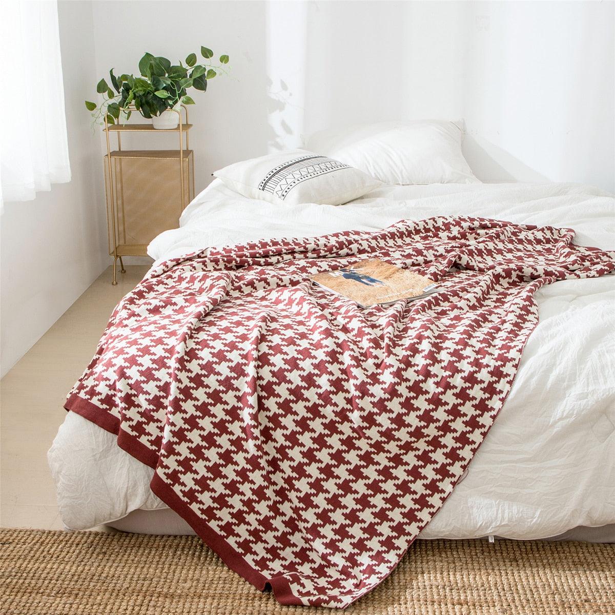 PlaidLuxe Houndstooth Kuscheldecke | Kariertes Design | Weich & Gemütlich | Verschiedene Größen