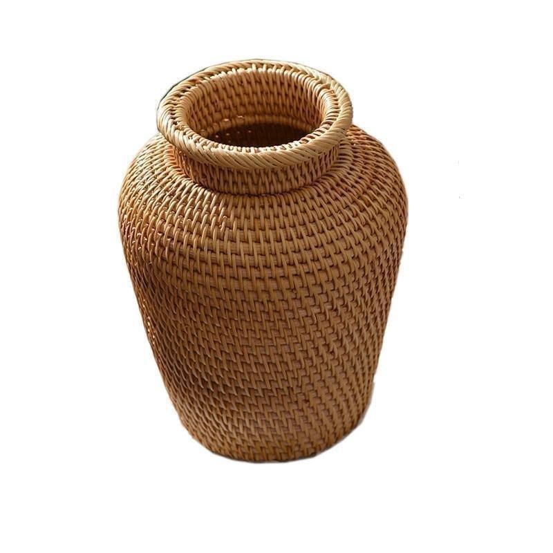 RattanCraft Handgefertigte Rattan-Vase | Natürliches Design | Boho-Stil | Perfekt für Dekoration und Blumenarrangements