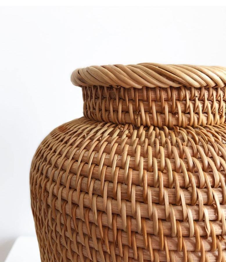 RattanCraft Handgefertigte Rattan-Vase | Natürliches Design | Boho-Stil | Perfekt für Dekoration und Blumenarrangements