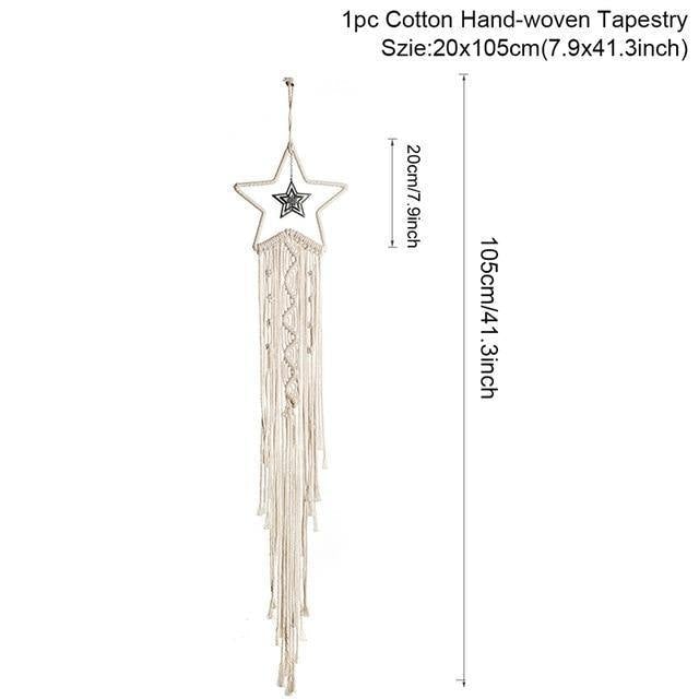 DreamLoom Mond-Dekoration Makramee | Traumfänger Wandteppich | Boho Chic Wanddeko