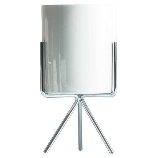 GeoPlanter Kompakter Keramikpflanztopf mit Geometrischem Metallständer | Modernes Design | Tischdekoration für Zuhause