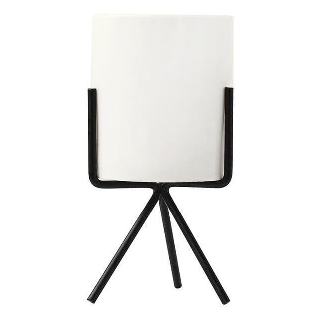 GeoPlanter Kompakter Keramikpflanztopf mit Geometrischem Metallständer | Modernes Design | Tischdekoration für Zuhause