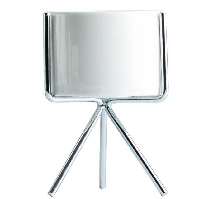 GeoPlanter Kompakter Keramikpflanztopf mit Geometrischem Metallständer | Modernes Design | Tischdekoration für Zuhause