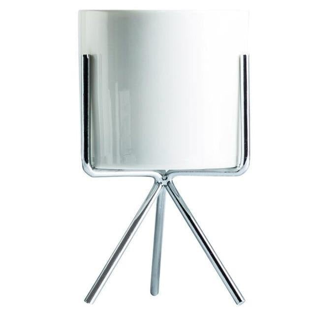 GeoPlanter Kompakter Keramikpflanztopf mit Geometrischem Metallständer | Modernes Design | Tischdekoration für Zuhause