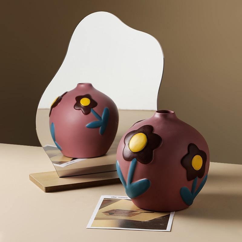 FloraCut Keramik Blumenvasen mit Ausschnitt-Design | Stilvolle Deko-Vasen | Verschiedene Farben