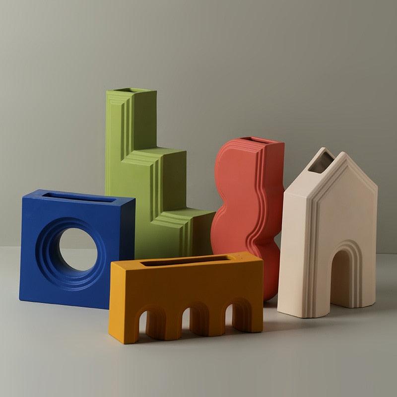 CeramiCasa Design Keramik Vase | Dekorative Akzentvase im Hausstil | Modernes Wohnaccessoire in Verschiedenen Farben
